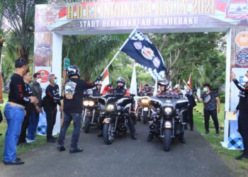 Berkibarlah Benderaku Iringi Indonesian Rally 2021 HDCI di Nusa Dua Bali