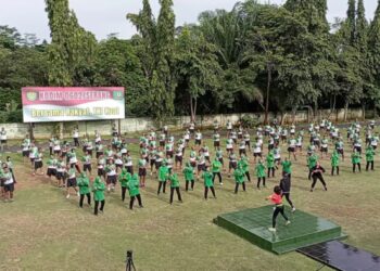 Jaga Kesehatan, Personel Kodim 0602/Serang Lakukan Senam SKJ 88