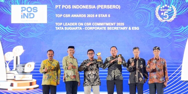 PT Pos Indonesia Raih Penghargaan TOP CSR Awards 2025